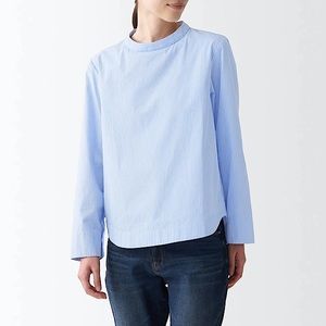 Muji ‘Washed Broad’ Striped Poplin Blouse